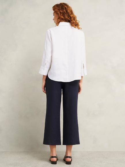 Hobbs Vita Linen Three Quarter Sleeve Shirt, White - view 2, White