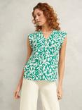 Hobbs Teresa Ditsy Floral Top, Green/Ivory