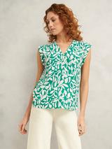 Hobbs Maddy Botanical Top, Navy/Ivory