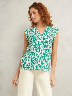 Hobbs Teresa Ditsy Floral Top, Green/Ivory, Green/Ivory