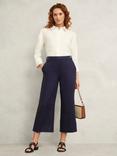 Hobbs Josephine Cropped Pure Linen Trousers, Navy