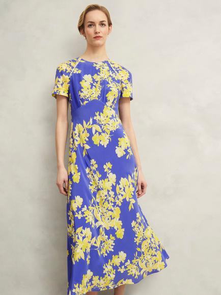 Hobbs Ann Floral Pure Silk Dress, Multi, Multi