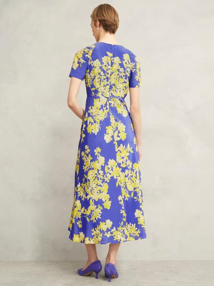 Hobbs Ann Floral Pure Silk Dress, Multi - view 2, Multi