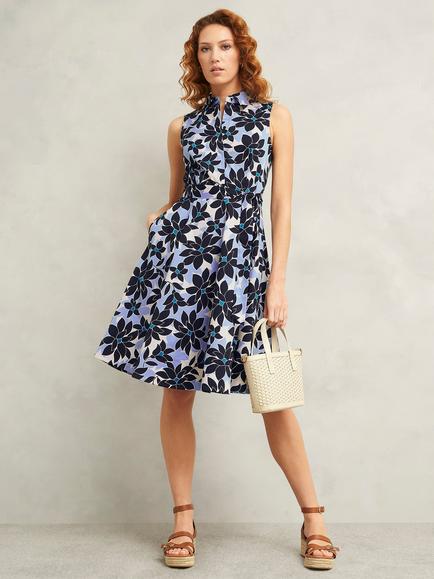 Hobbs Beki Floral Sleeveless Dress, Multi, Multi