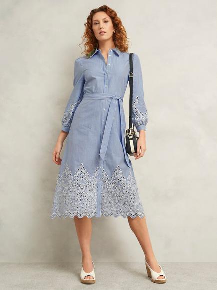 Hobbs Juliette Stripe Shirt Dress, Blue/Multi, Blue/Multi