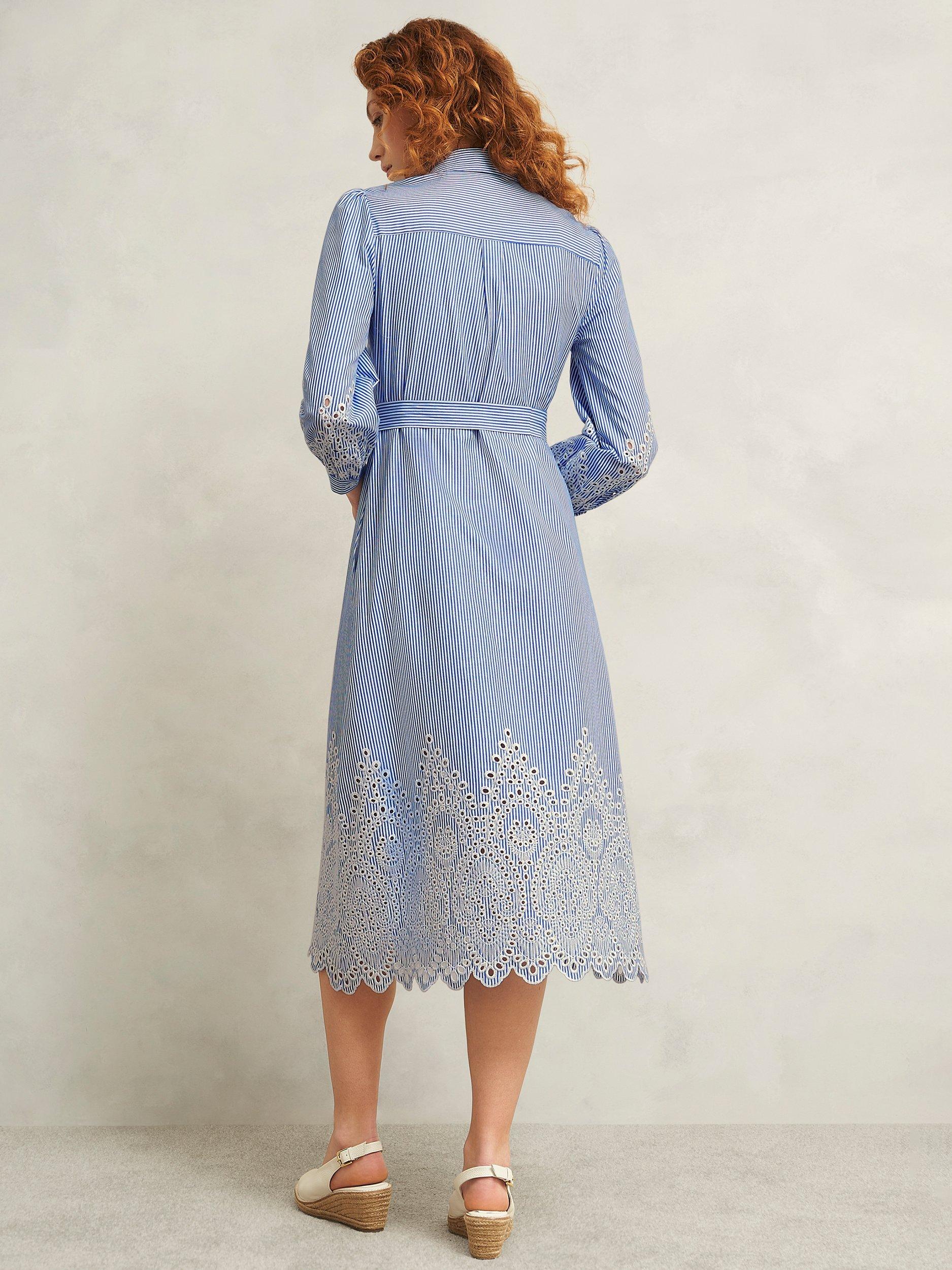 Product image 2 of 6, which shows Hobbs Juliette Stripe Shirt Dress, Blue/Multi, 10