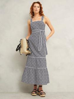 Hobbs Kara Abstract Geometric Midi Dress, Navy/Multi, Navy/Multi