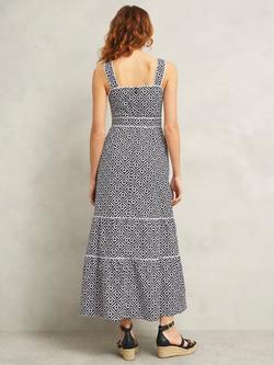 Hobbs Kara Abstract Geometric Midi Dress, Navy/Multi - view 2, Navy/Multi