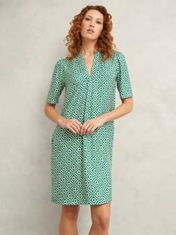 Hobbs Lucille Geometric Mini Dress, Green/Multi, Green/Multi
