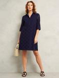 Hobbs Marcia Broderie Tunic Dress, Navy Blue