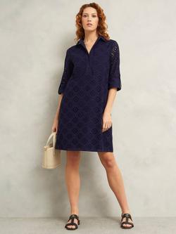 Hobbs Marcia Broderie Tunic Dress, Navy Blue, Navy Blue