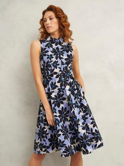 Hobbs Petite Beki Floral Sleeveless Dress, Multi, Multi
