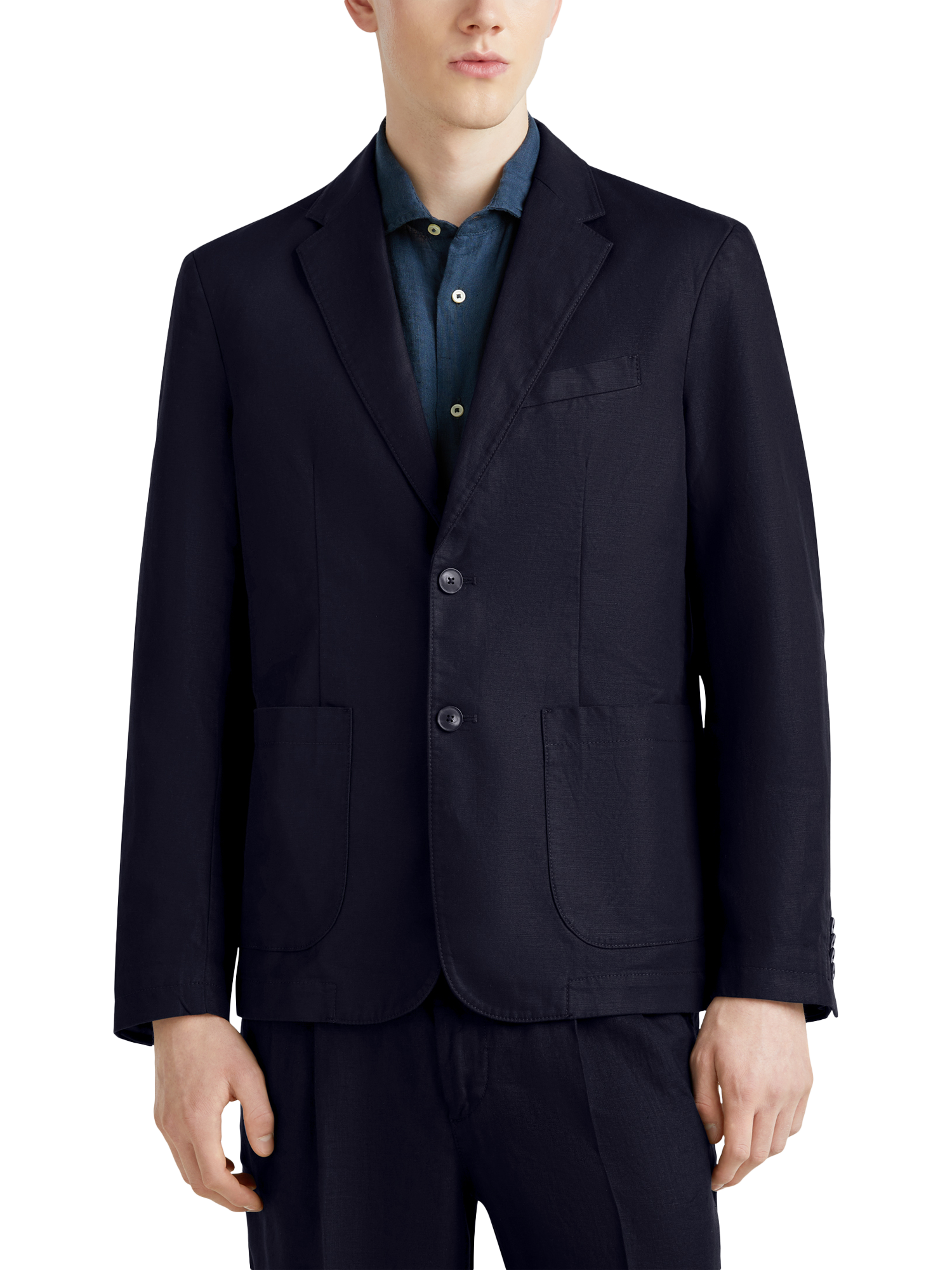 Product image 1 of 5, which shows Benetton Linen Blend Blazer, Mid Blue, 38R