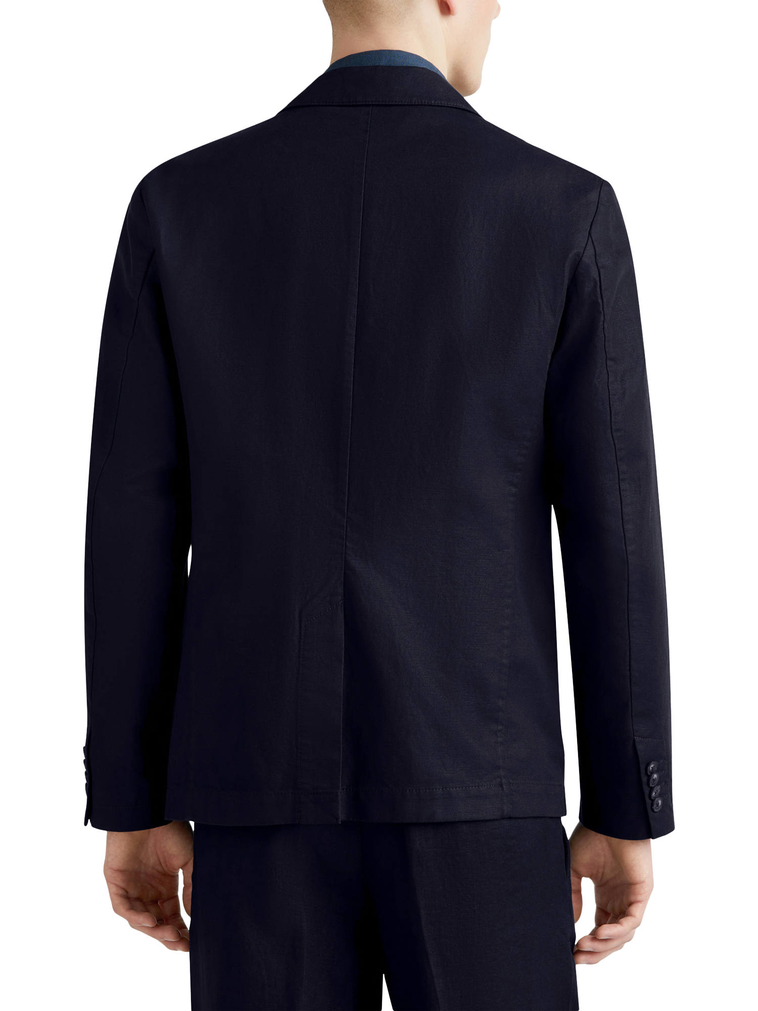 Product image 2 of 5, which shows Benetton Linen Blend Blazer, Mid Blue, 38R