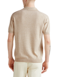Benetton Cotton Blend Regular Fit Short Sleeve Knitted Polo Shirt, Beige