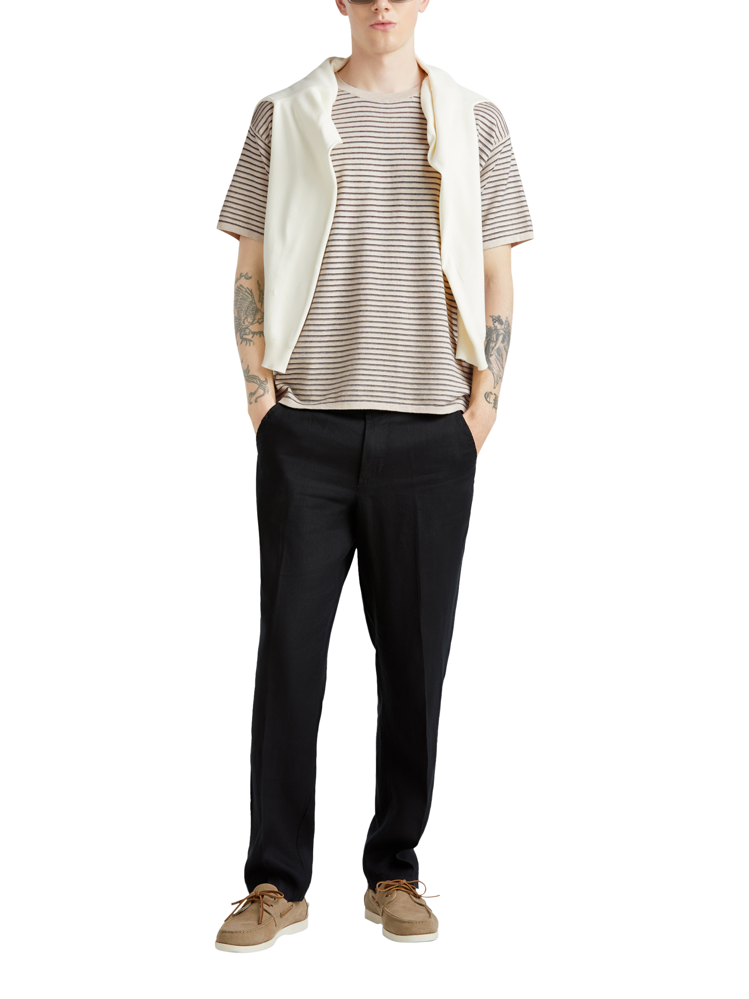 Product image 3 of 6, which shows Benetton Cotton Regular Fit Short Sleeve Stripe T-Shirt, Multi, XL