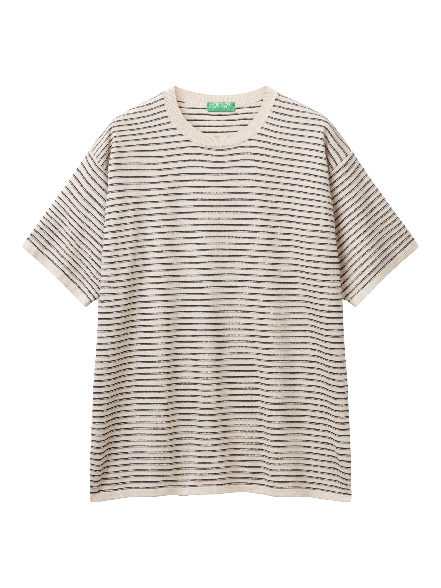 Product image 4 of 6, which shows Benetton Cotton Regular Fit Short Sleeve Stripe T-Shirt, Multi, XL
