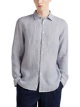 Benetton Linen Regular Fit Shirt, Blue