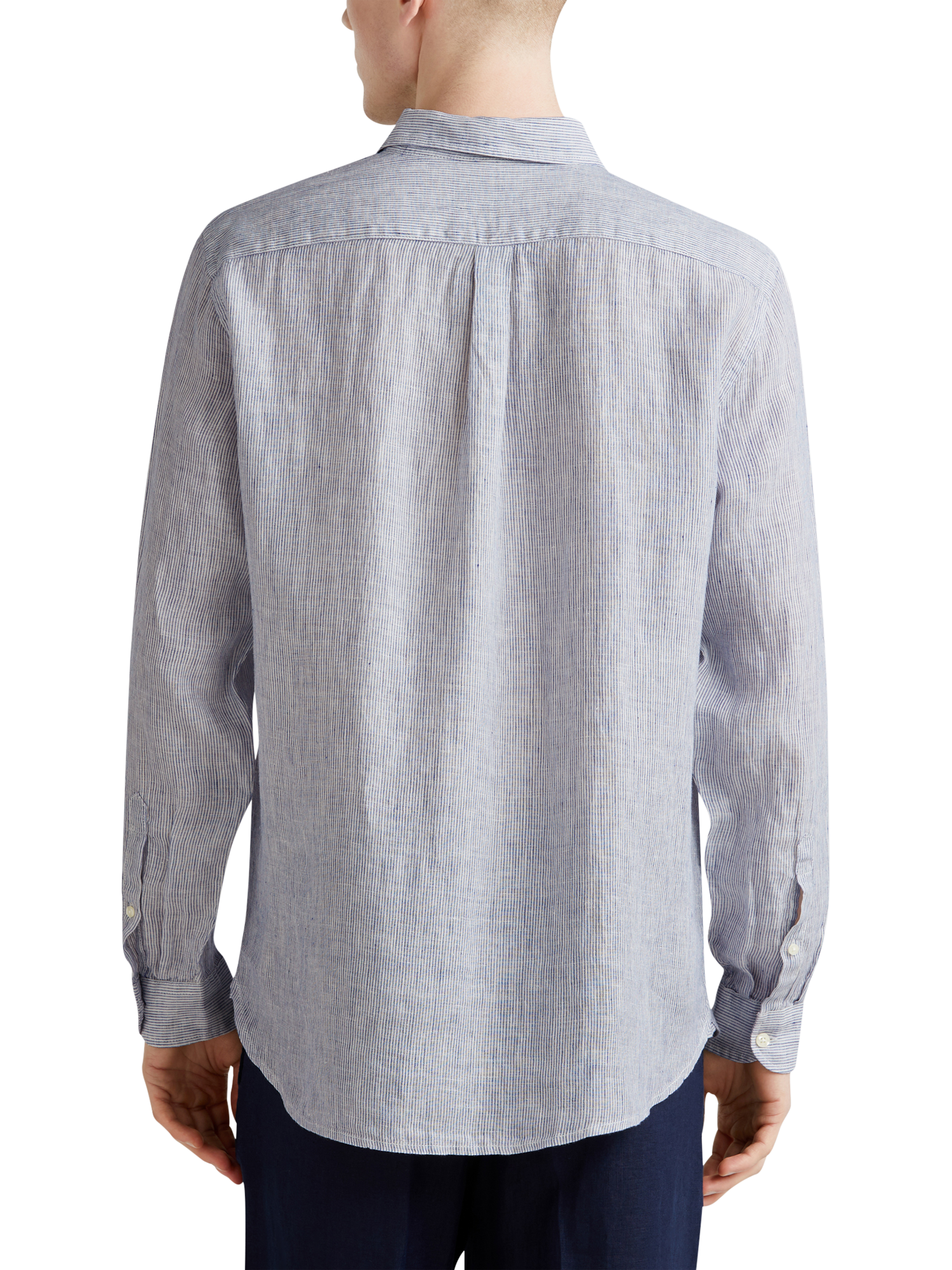 Product image 2 of 4, which shows Benetton Linen Regular Fit Shirt, Blue, XXL