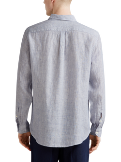 Benetton Linen Regular Fit Shirt, Blue - view 2, Blue