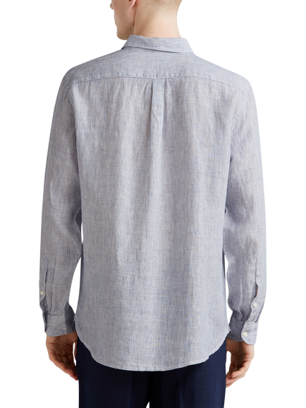 Benetton Linen Regular Fit Shirt, Blue - view 2, Blue