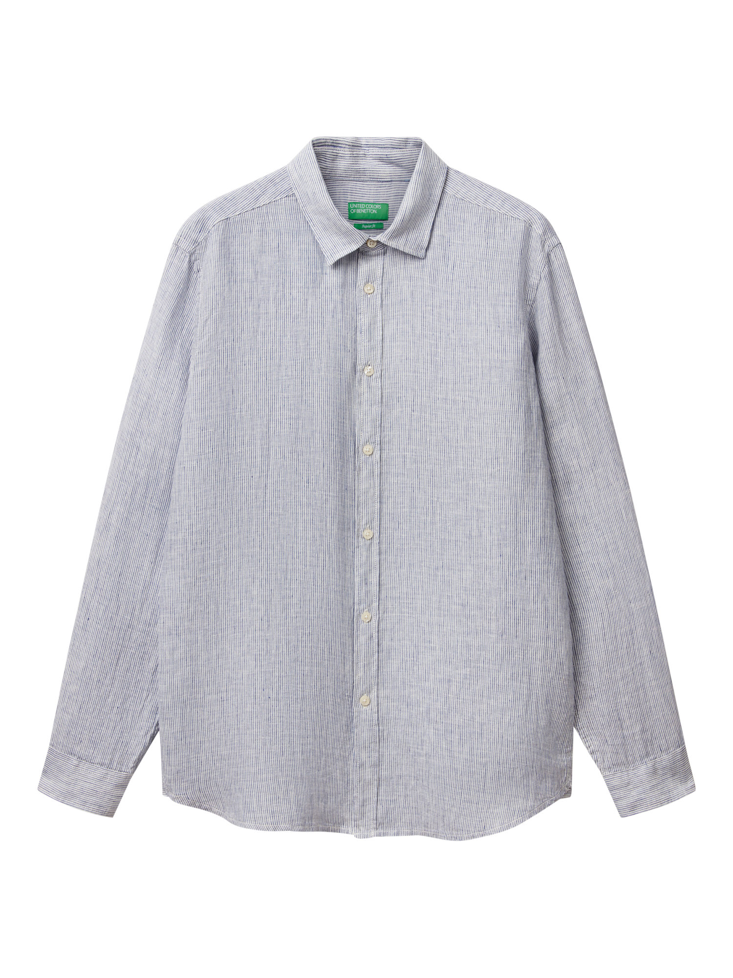 Product image 3 of 4, which shows Benetton Linen Regular Fit Shirt, Blue, XXL