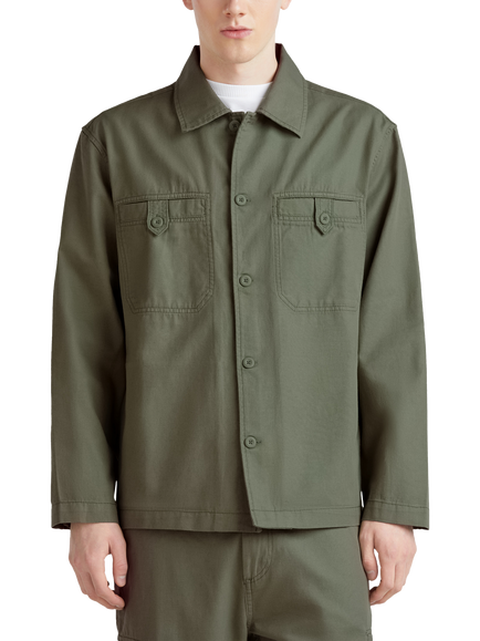 Benetton Linen Blend Regular Fit Utility Shirt, Mid Green, Mid Green