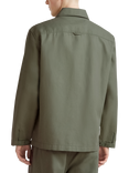 Benetton Linen Blend Regular Fit Utility Shirt, Mid Green
