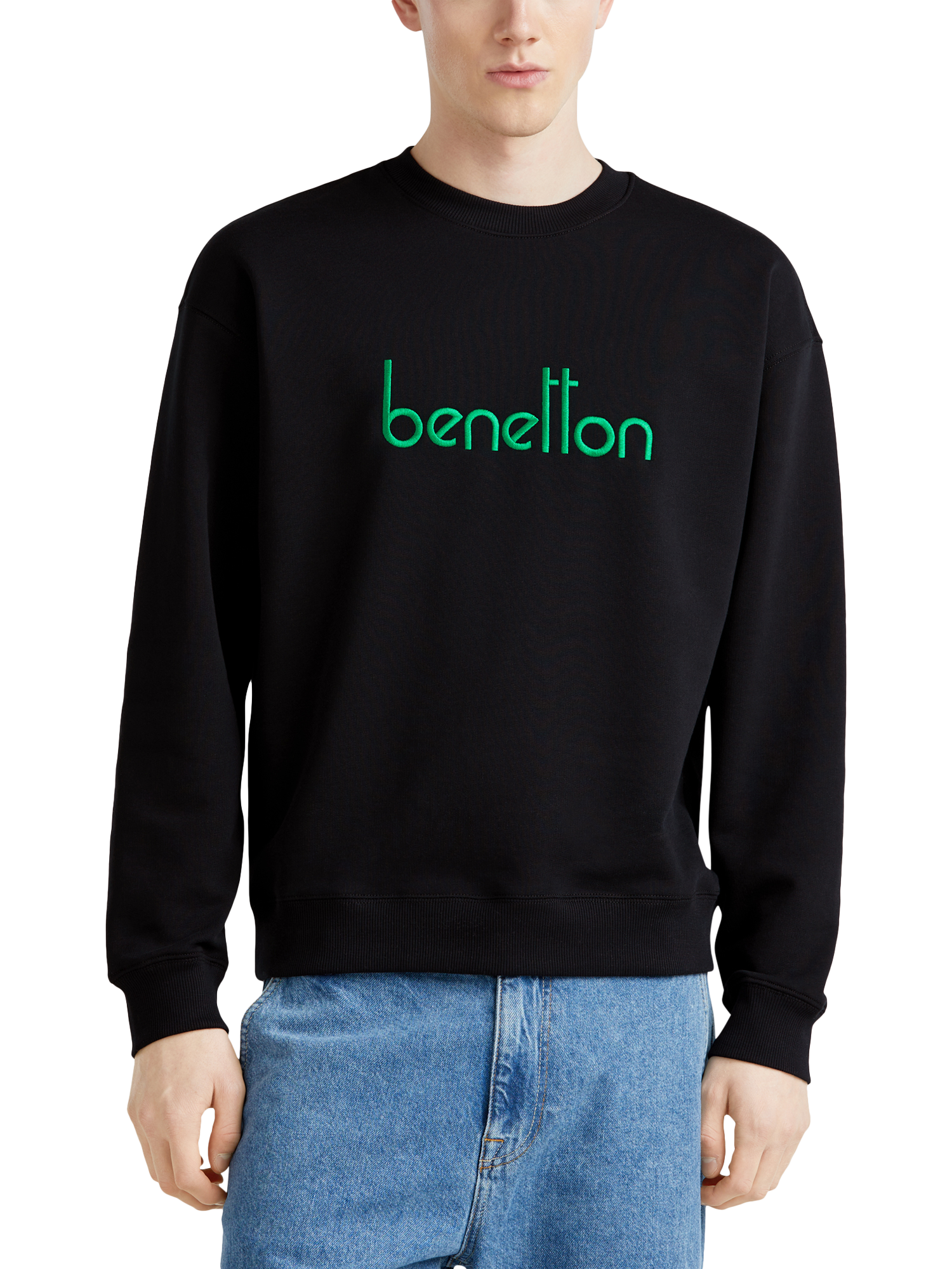 Product image 1 of 5, which shows Benetton Crew Neck Sweatshirt, Black/Multi, XXL