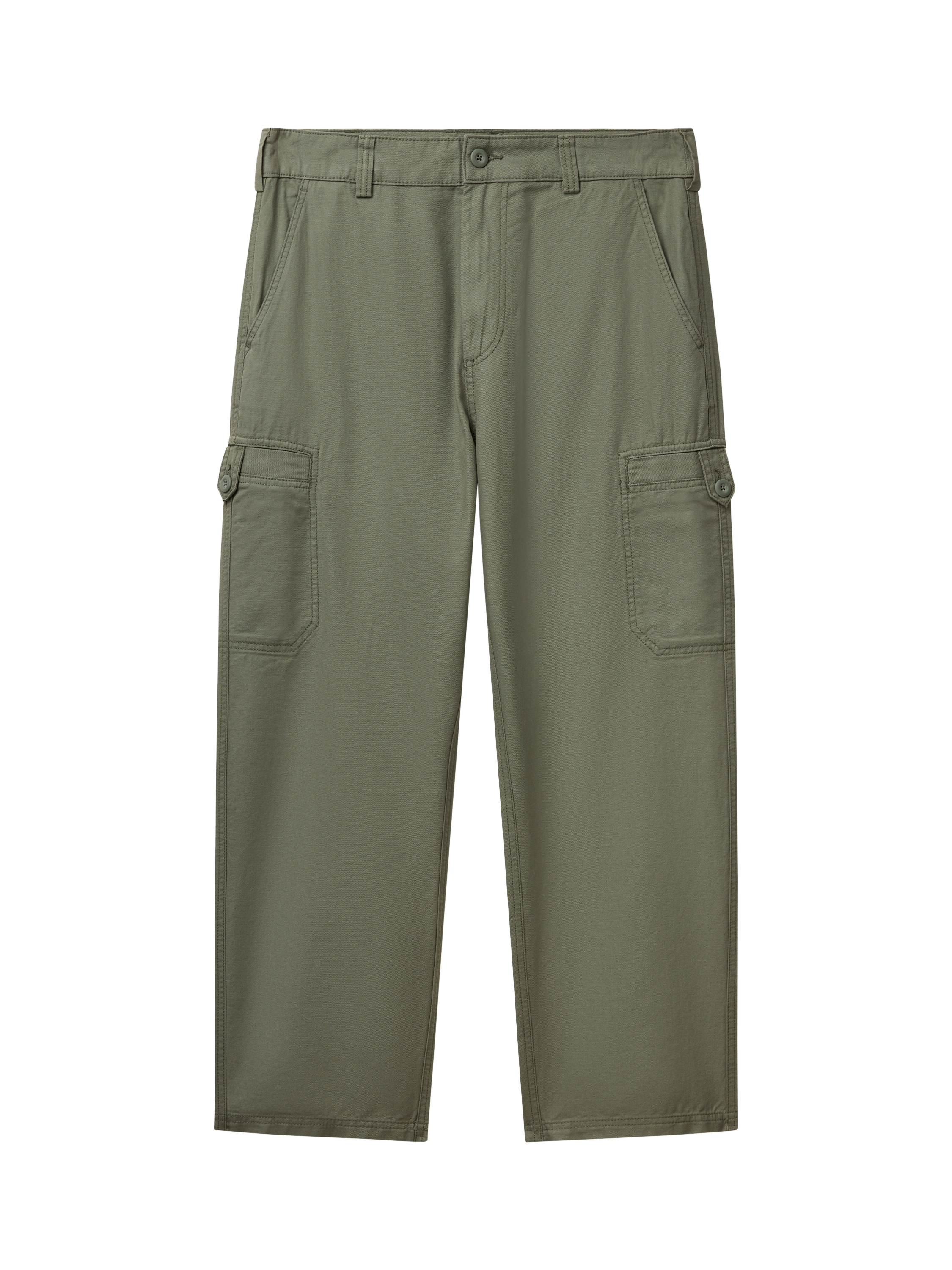 Product image 4 of 5, which shows Benetton Straight Fit Cargo Trousers, Mid Green, 32R