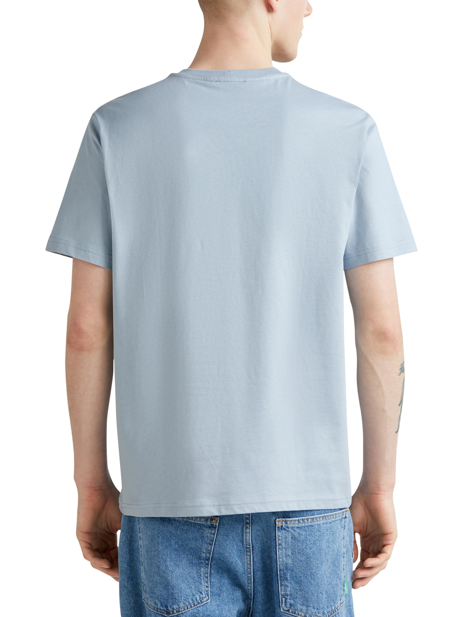 Product image 2 of 4, which shows Benetton Cotton Regular Fit Short Sleeve T-Shirt, Mid Blue, S