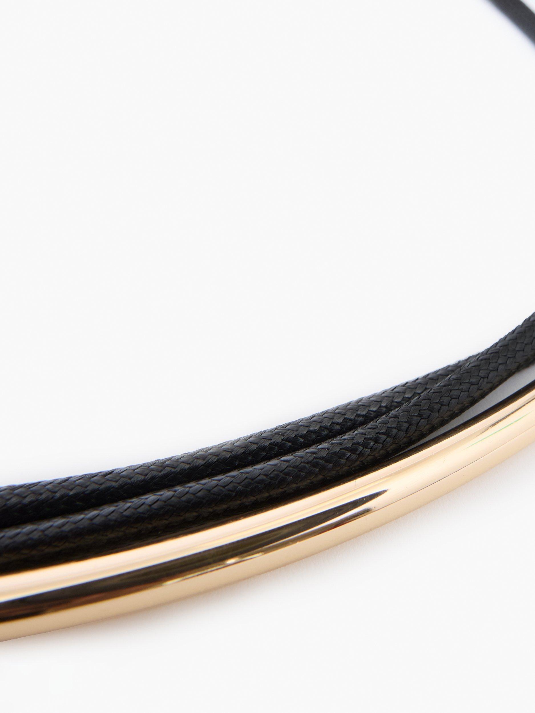 Product image 2 of 4, which shows French Connection Tubular Tie Belt, Black/Gold, One Size