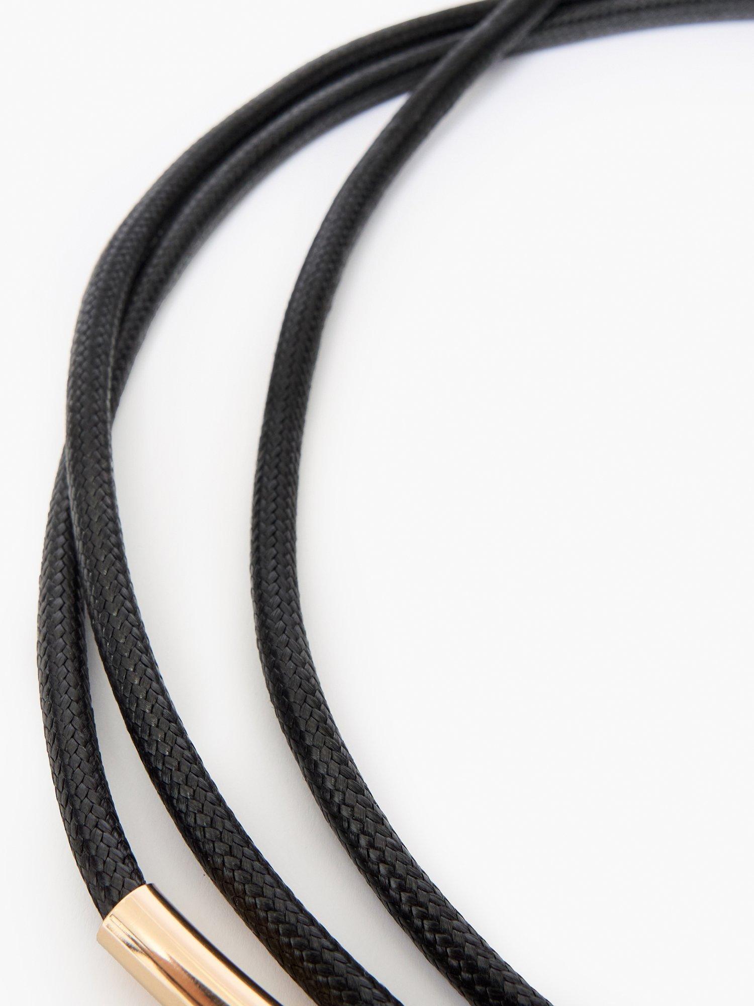 Product image 3 of 4, which shows French Connection Tubular Tie Belt, Black/Gold, One Size