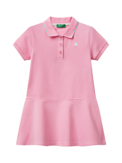 Benetton Cotton Blend Polo Shirt Dress, Pink