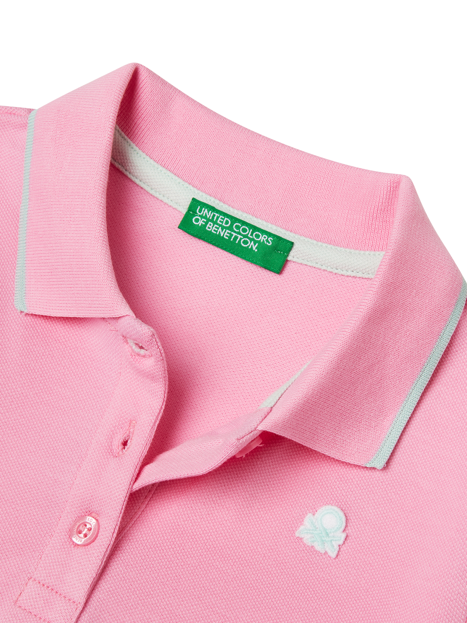 Product image 3 of 3, which shows Benetton Cotton Blend Polo Shirt Dress, Pink, 2-3 yrs