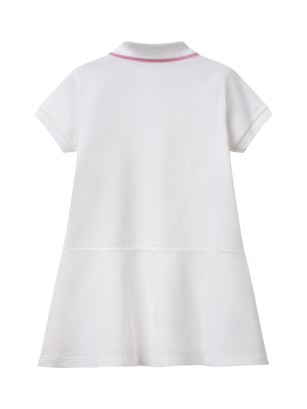 Benetton Cotton Blend Polo Shirt Dress - view 2, Optical White