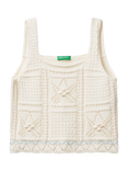 Benetton Kids' Textured Knit Vest Top, Offwhite