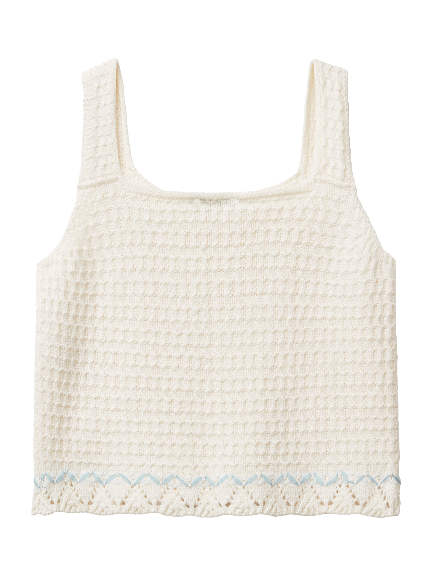Product image 2 of 3, which shows Benetton Kids' Textured Knit Vest Top, Offwhite, 7-8 years