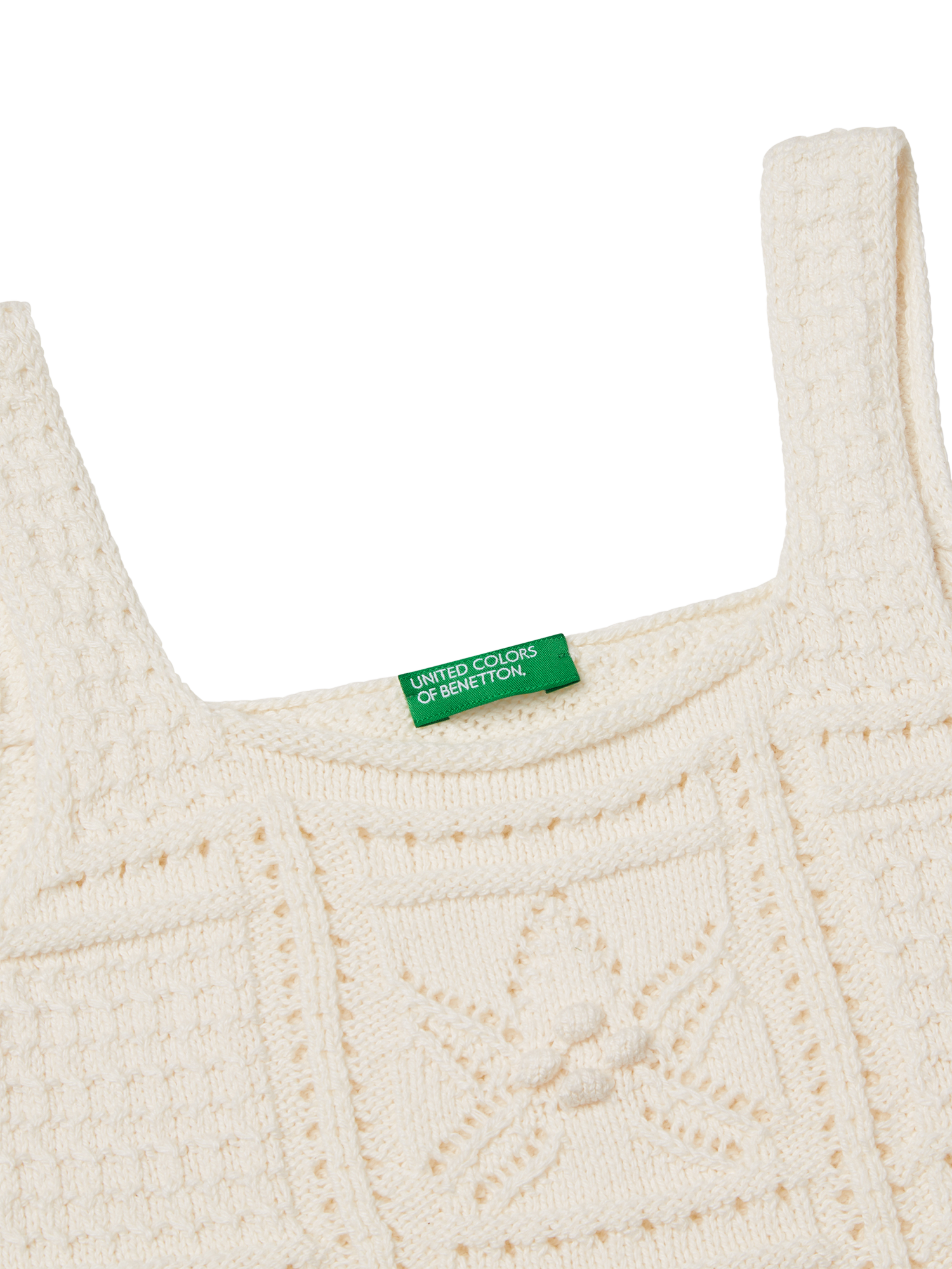 Product image 3 of 3, which shows Benetton Kids' Textured Knit Vest Top, Offwhite, 7-8 years