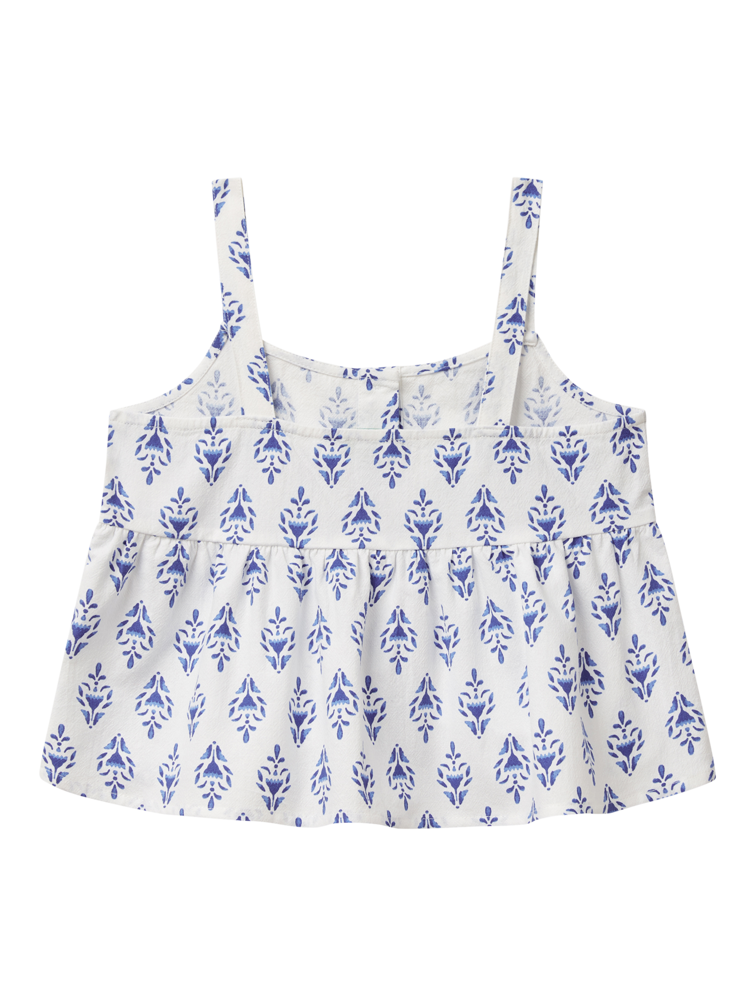 Product image 2 of 3, which shows Benetton Kids' Cotton Floral Sleeveless Top, Cream/Blue, 10-11 years