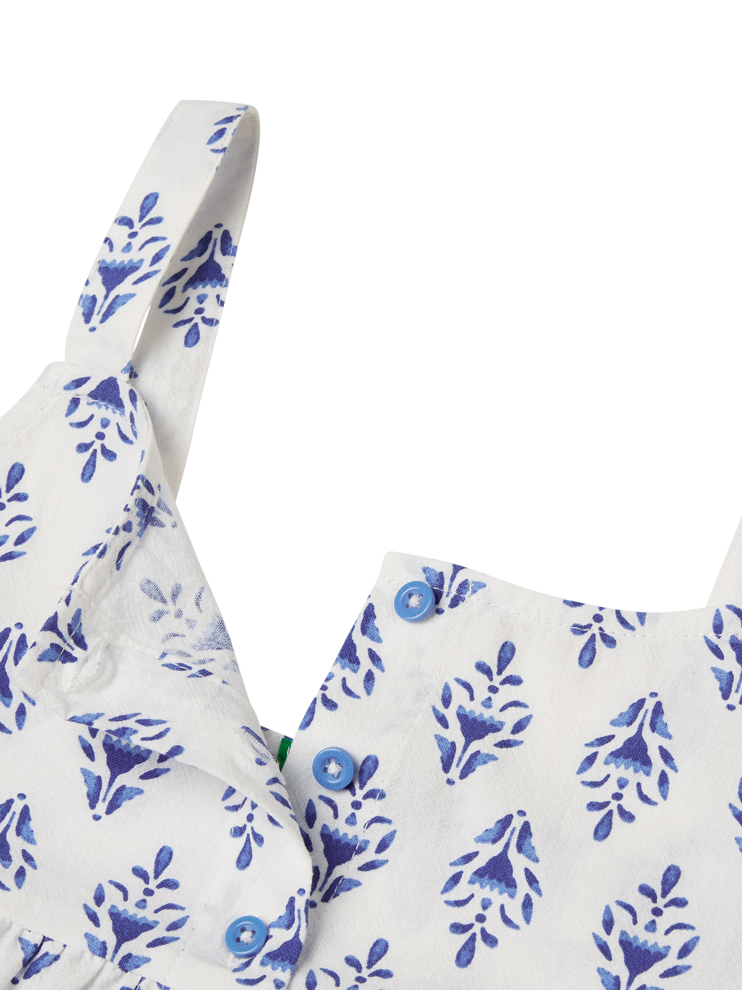 Product image 3 of 3, which shows Benetton Kids' Cotton Floral Sleeveless Top, Cream/Blue, 10-11 years