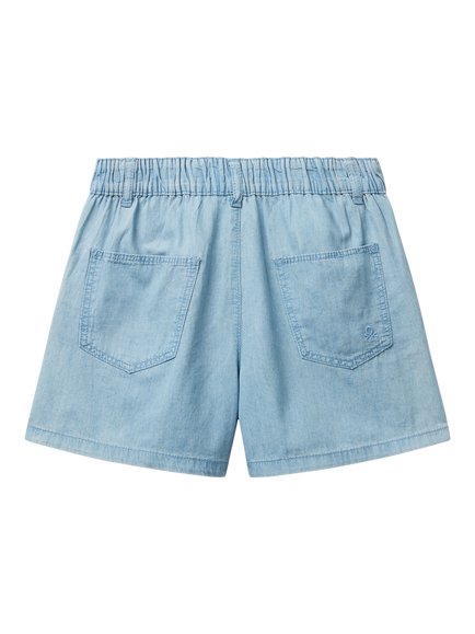 Benetton Kids' Cotton Denim Shorts, Light Blue - view 2, Light Blue