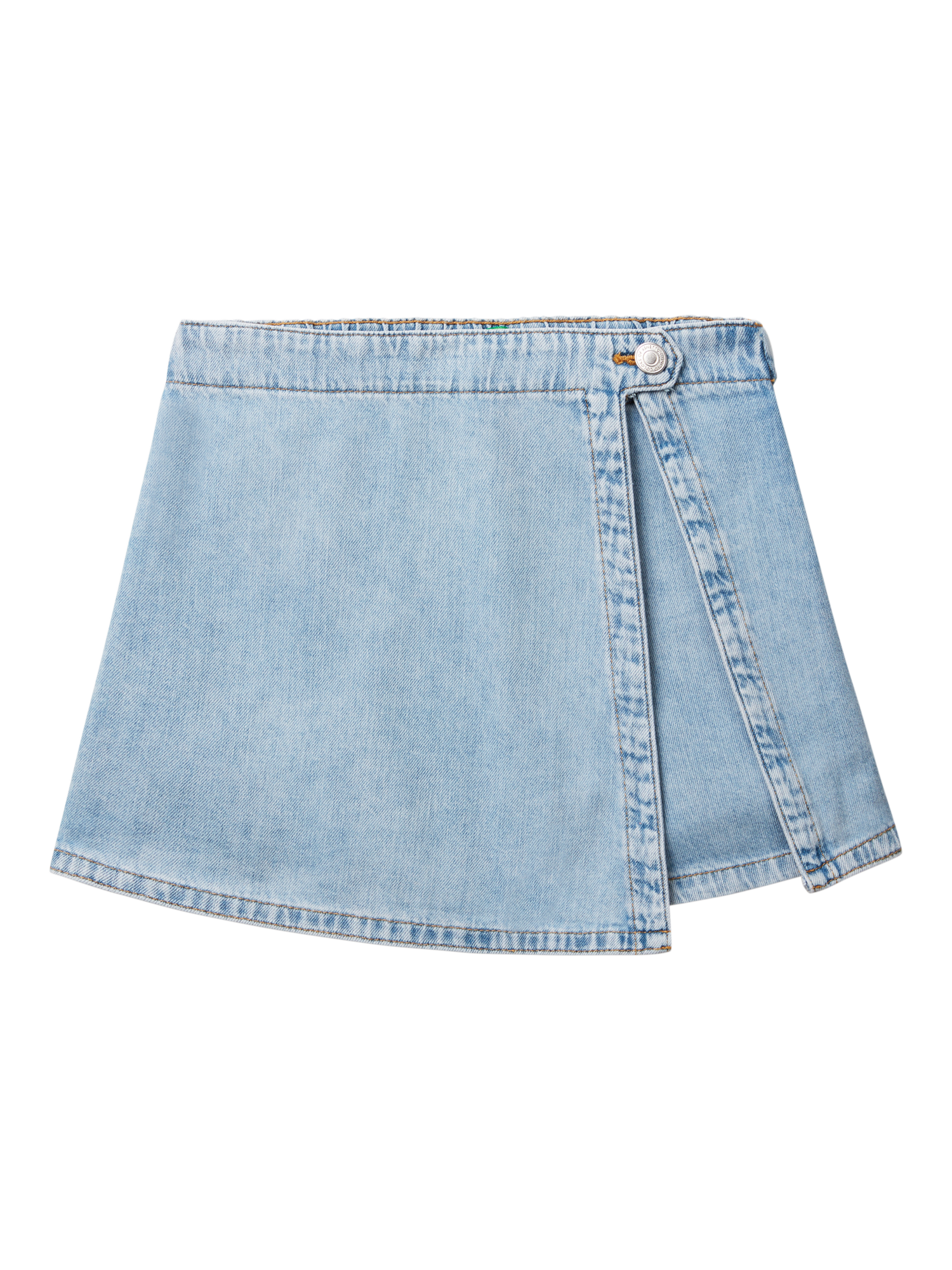 Product image 1 of 3, which shows Benetton Kids' Cotton Denim Skort, Medium Blue, 6-7 years