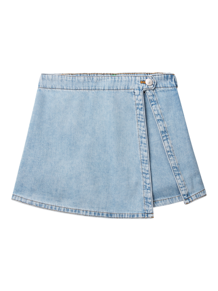 Benetton Kids' Cotton Denim Skort, Medium Blue, Medium Blue
