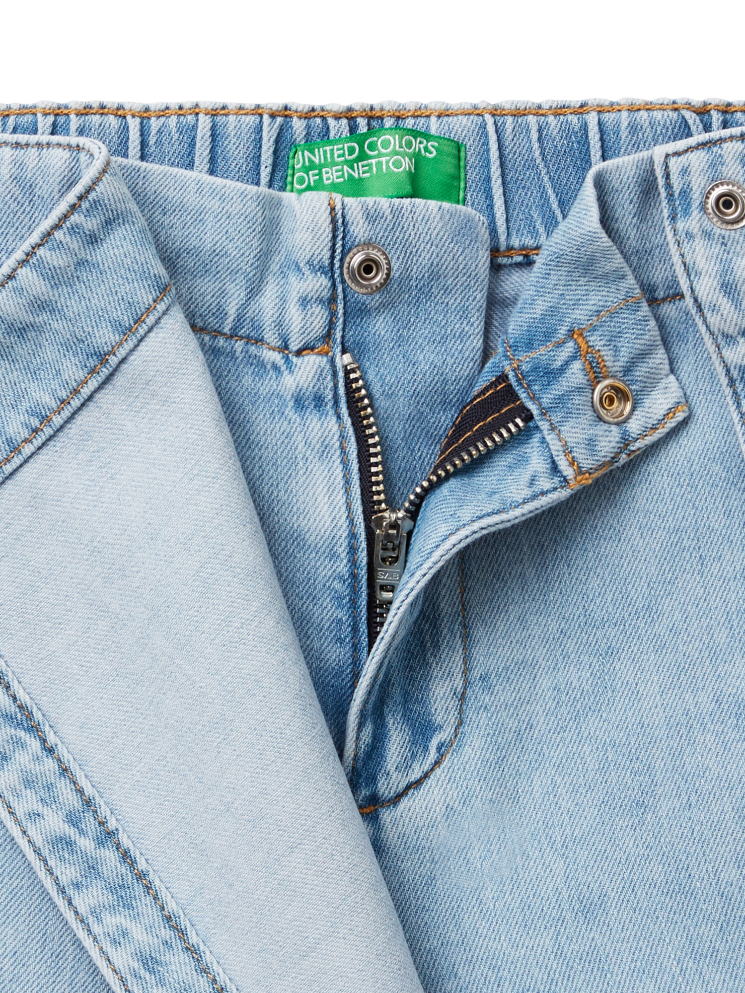 Product image 3 of 3, which shows Benetton Kids' Cotton Denim Skort, Medium Blue, 6-7 years