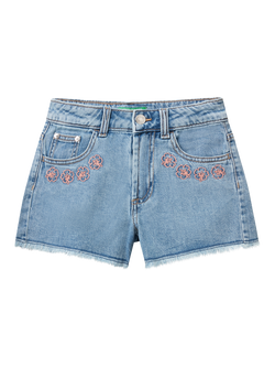 Benetton Kids' Junior Denim Shorts, Medium Blue, Medium Blue Denim