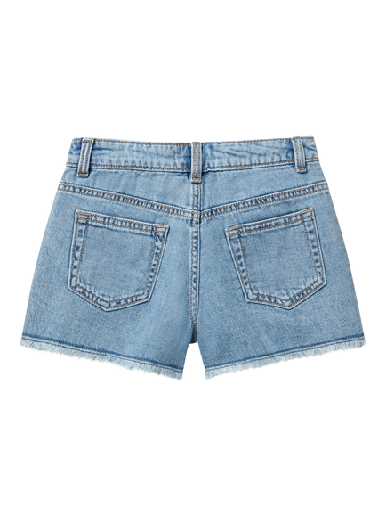 Benetton Kids' Junior Denim Shorts, Medium Blue - view 2, Medium Blue Denim