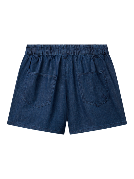 Benetton Kids' Cotton Denim Shorts, Dark Blue Denim - view 2, Dark Blue Denim