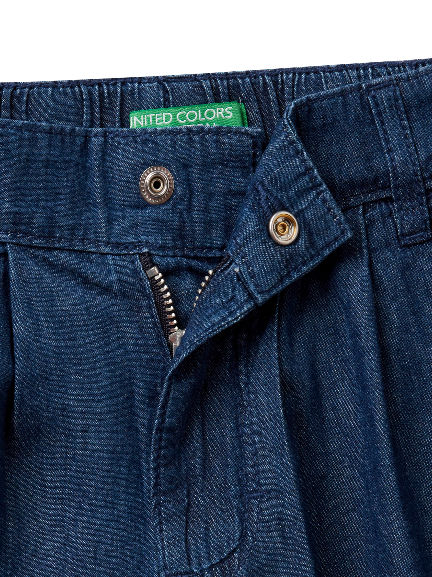 Product image 3 of 3, which shows Benetton Kids' Cotton Denim Shorts, Dark Blue Denim, 6-7 years