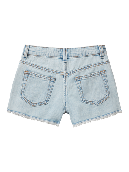Benetton Kids' Junior Denim Shorts, Light Blue - view 2, Light Blue Denim